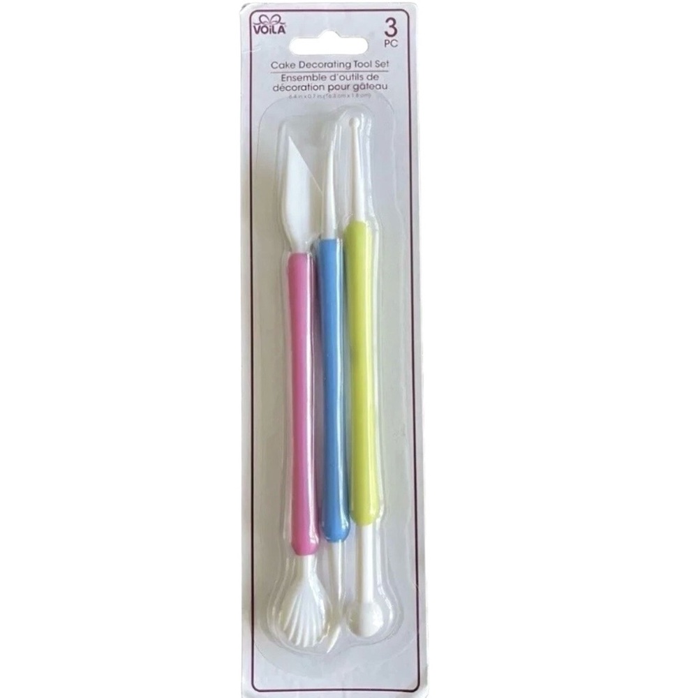 Voila Cake Decorating Tool Set 3 Pc Ball Pen Knife Needle Fondant Gum Paste